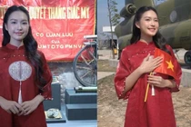 Doãn Hải My diện áo dài thăm quan Bảo tàng quân sự Việt Nam