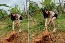 Diện đồ "không thể ngắn hơn" khi về quê, bà Tưng lại gây sốt