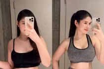 Nữ MC thể thao đổ mồ hôi tập luyện lấy lại vóc dáng sau sinh