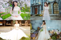 Dàn hot girl ĐH Ngoại Thương khoe vẻ dịu dàng trong váy cưới