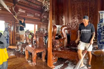 Nhà toàn đồ gỗ, gia chủ huy động toàn lực dọn dẹp đón Tết 