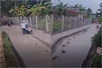 Đường bê tông vừa làm, người đàn ông làm điều gây bức xúc