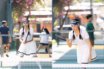 Nàng WAGs Việt bị chồng "ép" chơi pickleball, ra sân "visual" ngất trời