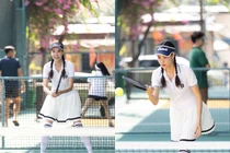Nàng WAGs Việt bị chồng "ép" chơi pickleball, ra sân "visual" ngất trời
