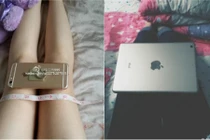 Chán vòng eo A4, gái trẻ lấy điện thoại Iphone đo chân