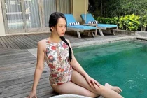 Hậu lùm xùm "phát tướng", Trúc Anh khoe ảnh bên bể bơi