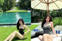 Diện bikini, bạn gái tiền đạo Hồ Tuấn Tài khoe body đẹp nức nở