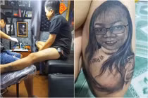 Xăm chân dung vợ lên đùi, "ông chồng của năm" gây xôn xao MXH
