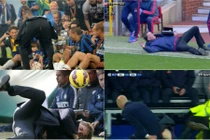 Những huấn luyện viên bị rách quần, té ngã trên sân cỏ