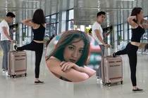 Ngỡ ngàng nhan sắc cô gái "biến sân bay thành phòng tập gym" cùng bạn trai 