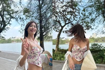 Ác nữ ''Chiếc lá cuốn bay'' gây chú ý khi dạo chơi phố cổ Hà Nội