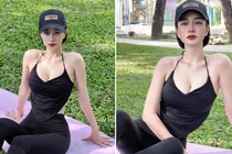Tập trong công viên, hot girl phòng gym diện áo yếm gây chú ý