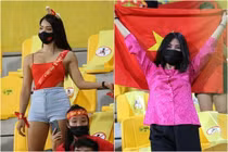 Dàn nữ CĐV đội tuyển Việt Nam trên khán đài sân Zabeel nhìn mà mê