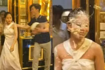 Cô gái "giận tím người" vì bị bạn úp bánh sinh nhật vào mặt