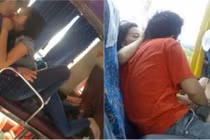 Phản cảm các đôi âu yếm, sờ soạng nhau trên xe khách