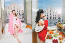 “Nữ hoàng nội y” lại khoe phòng khách sạn sang chảnh chất lừ 