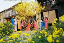 Ngất ngây ngắm thiếu nữ khoe sắc bên hoa Tết đầu năm mới