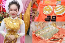 Mới dạm ngõ, cô dâu đã đeo 13 cây vàng trĩu cổ, khoe hồi môn khủng