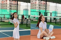 Em gái Lê Công Vinh diện kín bưng chơi pickleball vẫn được khen 