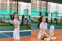 Em gái Lê Công Vinh diện kín bưng chơi pickleball vẫn được khen 