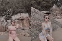 Vợ trung vệ Vũ Tiến Long khoe dáng cực nóng với bikini