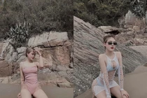 Vợ trung vệ Vũ Tiến Long khoe dáng cực nóng với bikini