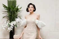 Á hậu Tú Anh đi sự kiện vẫn phải trông con qua camera