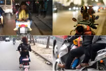 Ảnh gây rùng mình cha mẹ Việt đèo con bằng xe máy
