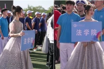 Nữ sinh bất ngờ nổi tiếng nhờ cầm biển ở hội thao của trường