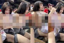 Thay quần áo ngay trên SVĐ, nữ người mẫu Đài Loan gây tranh cãi