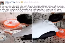 Vợ chăm con ốm, chồng "soái ca" tranh thủ rửa bát