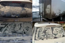 Tuyệt tác vẽ từ bụi xe ô tô khiến dân mạng nể phục