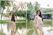 Bụng bầu "sắp vỡ chum", Chu Thanh Huyền vẫn tự tin khoe đồ bơi