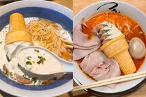 Trend lạ của giới trẻ, mì tomyum “mix” cùng kem ốc quế