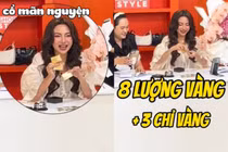 Giá vàng lập đỉnh, chồng KOLs Diệp Lê tặng hơn 8 cây trên livestream