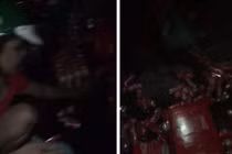 Hai mẹ con hôi nước ngọt từ xe hàng gặp nạn bị 'ném đá' tơi bời