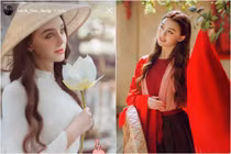 Bạn gái Tây của Bùi Tiến Dũng diện áo dài ngắm mà mê