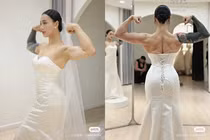 Thử váy cưới, cô dâu khoe cơ bắp khiến cánh mày râu ái ngại