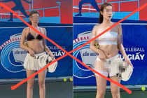 Sự thật về bức ảnh cô gái mặc đồ phản cảm chơi Pickleball