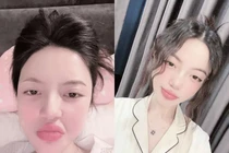 Xài app quá lố, vợ Quang Hải lộ gương mặt "biến dạng"