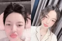 Xài app quá lố, vợ Quang Hải lộ gương mặt "biến dạng"