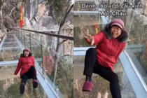 Đi cầu kính dài nhất thế giới, bà cô khiến netizen cười ngất