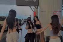 Nhóm gái xinh ăn mặc phản cảm ở sân bay nhìn muốn "độn thổ"