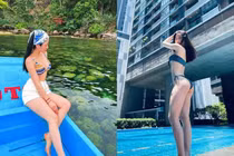 Khoe bikini trời Âu, bạn gái Quang Hải khoe body "đâu ra đấy"