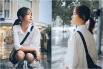 Trú mưa bị chụp lén, nữ sinh Thái Nguyên bất ngờ nổi tiếng MXH