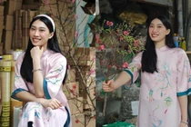 Hot girl bóng chuyền Việt dịu dàng, e ấp bên tà áo dài đón Tết