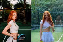 Diện mốt không nội y chơi tennis, gái xinh tóc đỏ gây tranh cãi