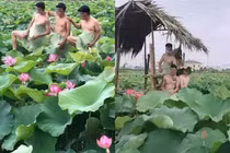 Diện áo yếm chụp ảnh hoa sen, hội anh em gây tranh cãi căng