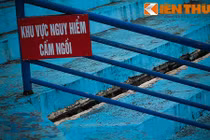 Sân Hàng Đẫy nứt toác, xuống cấp khiến khán giả lo lắng