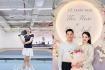 HLV pickleball cưới luôn được vợ hoa khôi bóng chuyền Thu Hoài